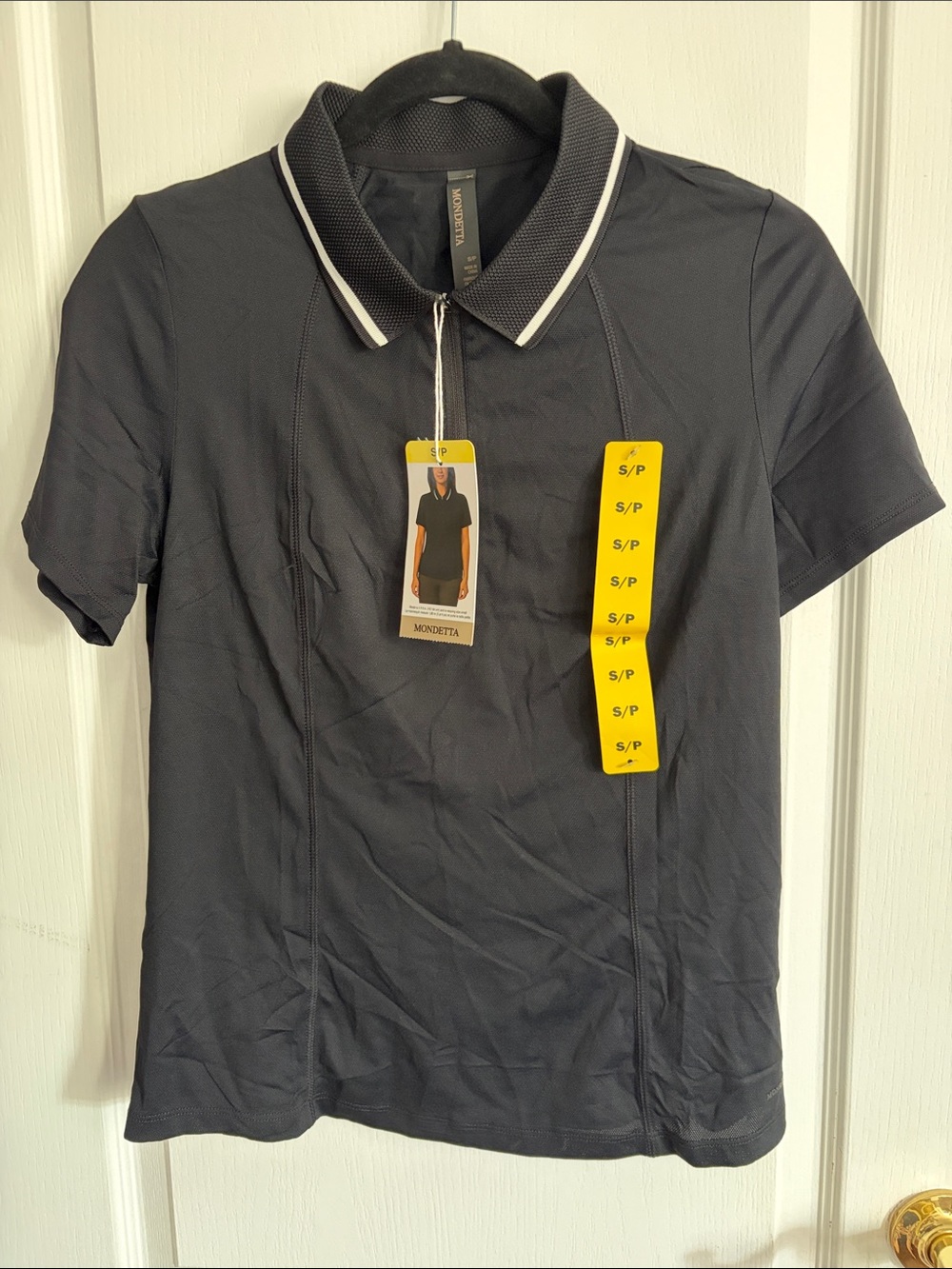 Mondetta Women’s Black Polo with White Collar Stripe